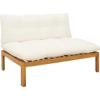 vidaXL Canapé modulaire, ensemble de 2 pièces, en bois d'acacia naturel et blanc crème