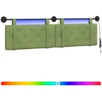 vidaXL Tête de lit suspendue avec éclairage LED, velours vert clair