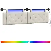 vidaXL Tête de lit suspendue avec éclairage LED, velours crème