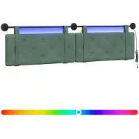 vidaXL Tête de lit suspendue avec éclairage LED, velours vert d'eau
