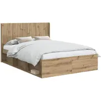 vidaXL : Ensemble de lit avec espace de rangement et tête de lit, 2 pièces, en panneaux de particules