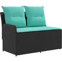 vidaXL Ensemble de salon de jardin avec canapé d'angle, 2 pièces, noir et turquoise