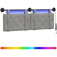 vidaXL Tête de lit suspendue avec éclairage LED, velours gris clair