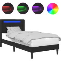 vidaXL Cadre de lit avec bandes lumineuses LED, noir, 90 x 190 cm, similicuir