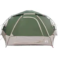 vidaXL Tente géodésique pour 8 personnes, verte, avec protection pluie amovible