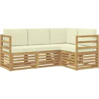 vidaXL Ensemble de salon de jardin 4 pièces, blanc et crème, en polyester