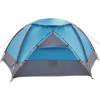 vidaXL Tente géodésique pour 8 personnes, avec double toit amovible, couleur bleue