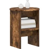 vidaXL Meuble d'appoint en chêne fumé Ø 40 x 50 cm, aggloméré