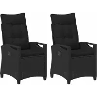 vidaXL Chaise de jardin, lot de 2, noir, 56 x 64 x 94 cm, acier et polyester
