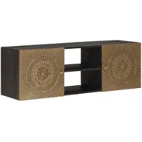 vidaXL Meuble TV avec étagère et rangements, couleur laiton, 105 x 30 x 35 cm