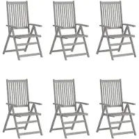 vidaXL Chaises de jardin réglables 6 pcs. avec coussins en bois massif d'acacia