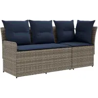 vidaXL Ensemble de salon de jardin avec canapé d'angle (2 pièces) Gris et bleu marine