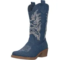 Salinyang Bottes de cowboy bleu foncé