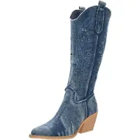 Salinyang Bottes de cowboy bleu clair