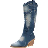 Salinyang Bottes de cowboy beige / bleu foncé