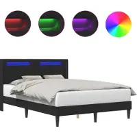 vidaXL Cadre de lit avec bandes lumineuses LED Noir 120 x 190 cm Simili cuir
