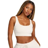 Nike Débardeur court en molleton Sportswear Chill pour femme, logo Swoosh, coton, beige FN2832-104