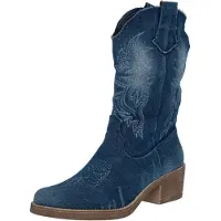 Salinyang Bottes de cowboy bleu foncé