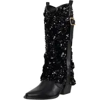 Salinyang Bottes de cowboy noir