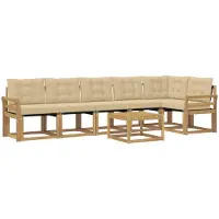 vidaXL Ensemble de salon de jardin 7 pièces, blanc et beige