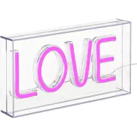 Atmosphera Lampe de table néon LED Love rose - 23 x 4 x 12,5 cm