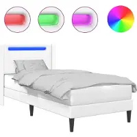 vidaXL Cadre de lit avec bandes lumineuses LED, blanc, 90 x 200 cm, simili cuir