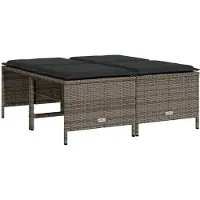 vidaXL Tabourets de jardin avec coussins lot de 4 gris résine tressée