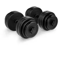 Physionics Haltère / Poids De Musculation - 30 Kg, 2 Barres Courtes Et 4 Fermoirs - Disques Pour Fitness, Set D'haltères Courts
