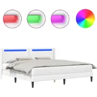 vidaXL Cadre de lit avec bandes lumineuses LED Blanc 180 x 200 cm Simili cuir