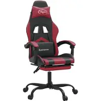 vidaXL Chaise de jeu avec repose-pieds Pivotante Noir & bordeaux Similicuir