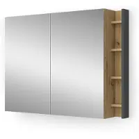 Vicco Armoire de toilette Edelin Anthracite/Artisan 100x75cm avec des étagères, Model 57989