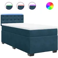 vidaXL Lit boxspring avec matelas bleu 100x200 cm velours