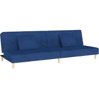 vidaXL Canapé-lit à 2 places avec deux oreillers bleu tissu