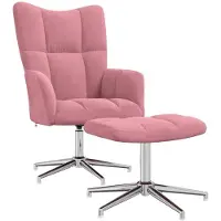 vidaXL Fauteuil relax avec pouf rose velours