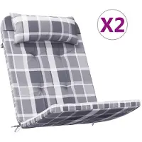 vidaXL Coussins de chaise adirondack lot de 2 carreaux gris
