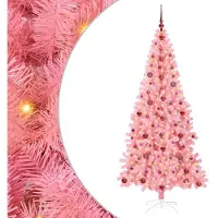 vidaXL Sapin de Noël avec 300 LED avec support Rose 210 cm PVC