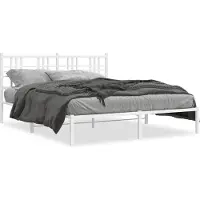 vidaXL Cadre de lit avec tête de lit en métal blanc 150x200 cm