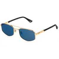 Police New Crossroads 3 Sunglasses Doré Smoke/Mirror Blue/CAT3 Homme