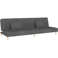 vidaXL Canapé-lit 2 places avec 2 coussins Tissu gris foncé