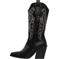 Salinyang Bottes de cowboy crème / noir