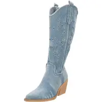 Salinyang Bottes de cowboy bleu clair