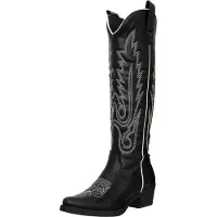 Salinyang Bottes de cowboy noir