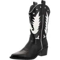 Salinyang Bottes de cowboy noir / blanc