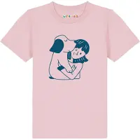 Watabout.kids T-Shirt 'Mädchen und Hund' bleu / rose