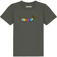 Watabout.kids T-Shirt 'Regenbogen Dackel' kaki / mélange de couleurs