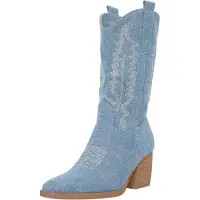Salinyang Bottes de cowboy bleu denim / blanc