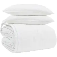 vidaXL Ensemble de couettes et oreillers , 3 pièces, blanc, en duvet