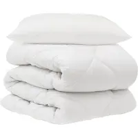 vidaXL : Couverture de lit avec 2 oreillers, blanc, microfibre