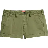 Superdry Femme Coton Écusson Logo Chino Mini Short, Vert, Taille: 44