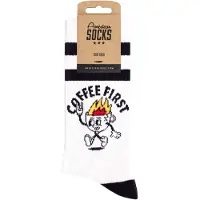 American Socks Chaussettes de - Coffee First - Mid High - Standard - pour Unisexe - blanc - Taille Standard